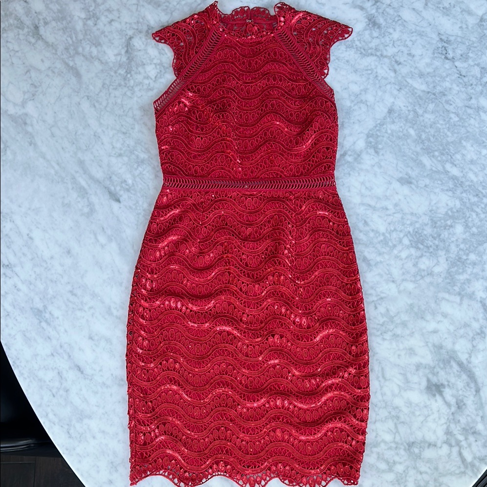 Saylor Ciara Red Lace Dress Small Nwt